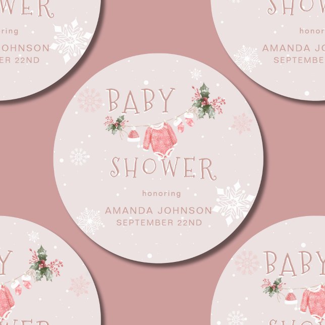 Sticker Rond Noël Hiver Il fait froid Baby shower dehors (Créateur téléchargé)