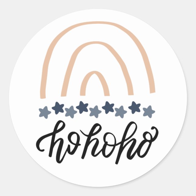 Sticker Rond Noël Ho Ho Ho Boho Rainbow (Devant)