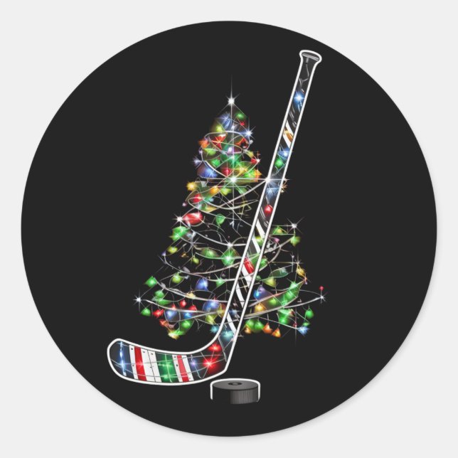 Sticker Rond Noël Hockey Sports Bal Santa Hat Noël (Devant)