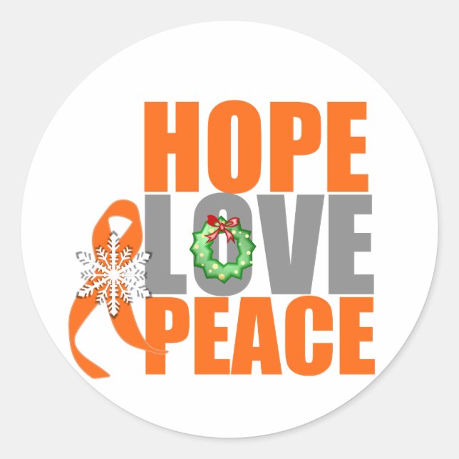 Sticker Rond Noël Holiday Hope Love Peace Leukemia (Devant)