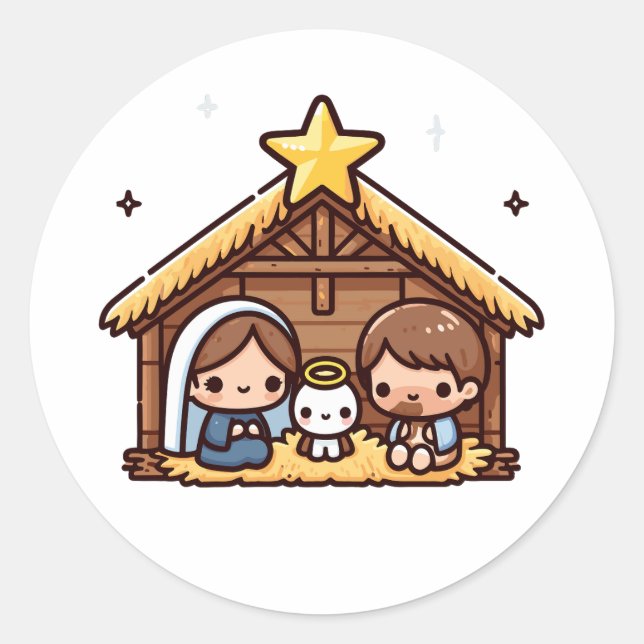 Sticker Rond Noël Jésus (Devant)