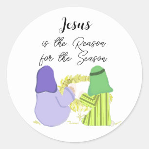 Sticker Rond Noël Jésus est l'Autocollant Raison Ronde