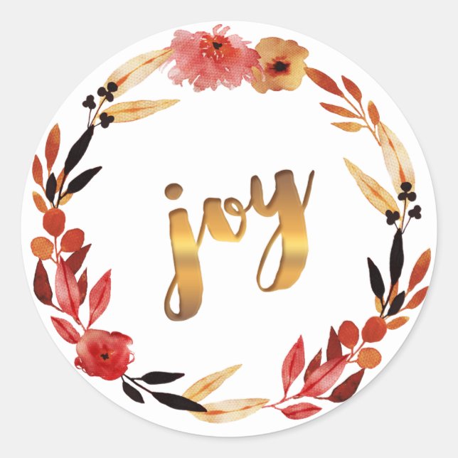 Sticker Rond Noël Joy Watercolor Wreath ID292 (Devant)