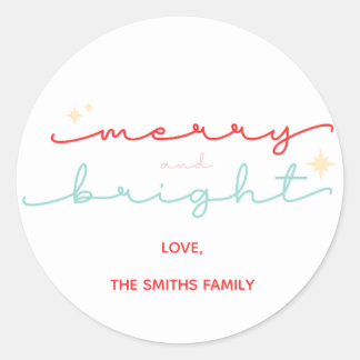 Sticker Rond Noël Joyeux et rouge rose vif
