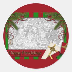 Sticker Rond Noël - Joyeux Pawlidays - AJOUTER VOTRE PHOTO