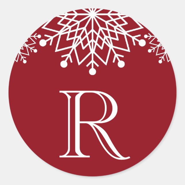 Sticker Rond Noël joyeux | Sceau d'enveloppe rouge et blanc (Devant)