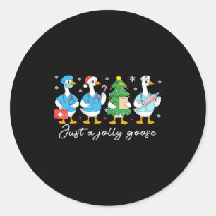 Sticker Rond Noël juste une infirmière oie joyeuse Mignonne Méd
