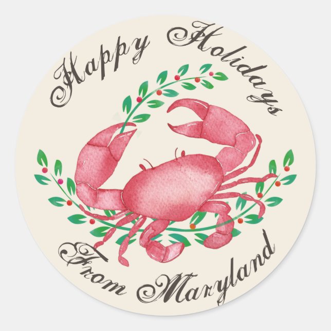 Sticker Rond Noël le plus joyeux du crabe du Maryland (Devant)