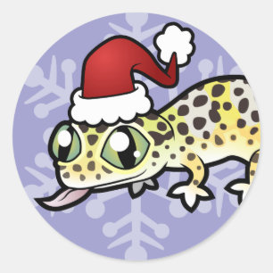 Sticker Rond Noël Leopard Gecko