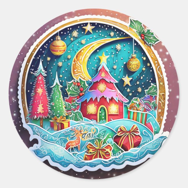 Sticker Rond Noël magique (Devant)