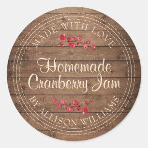 Sticker Rond Noël Maison Cranberry Jam Canning Barne Bois
