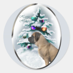 Sticker Rond Noël mastiff anglais