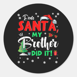 Sticker Rond Noël Matching Famille Cher Père Noël Mon Frère Di