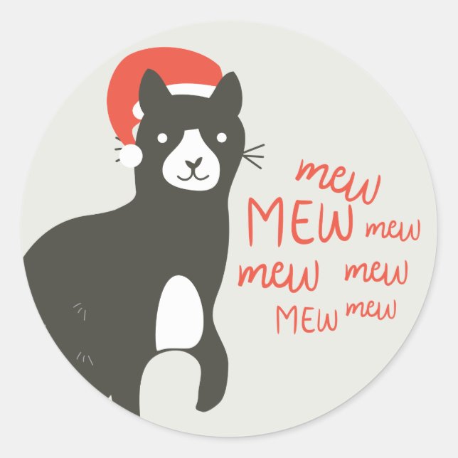 Sticker Rond Noël Meowy (Devant)