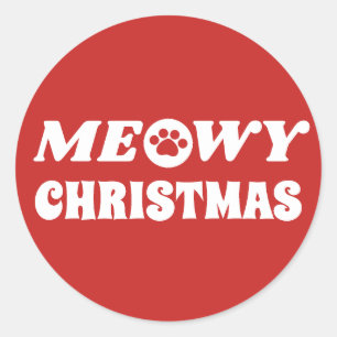 Sticker Rond Noël Meowy