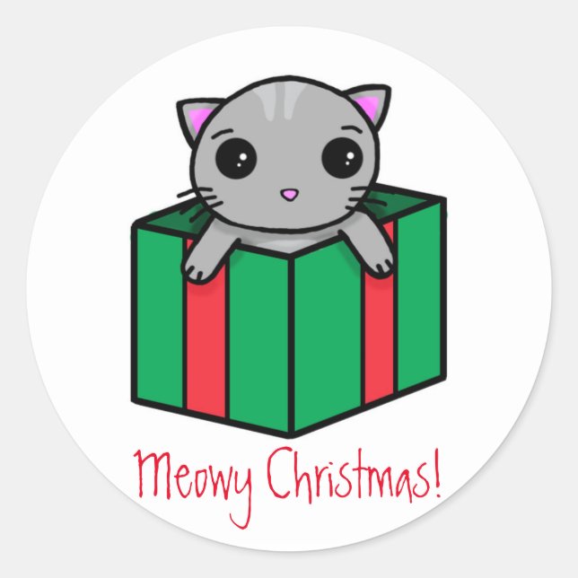 Sticker Rond Noël Meowy (Devant)