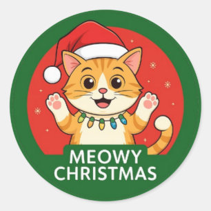 Sticker Rond Noël Meowy
