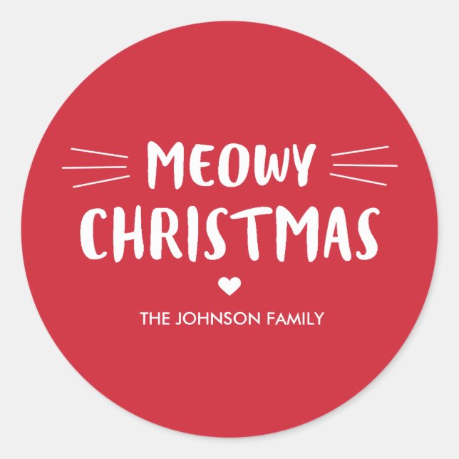Sticker Rond Noël Meowy | Vacances de chats mignons (Devant)