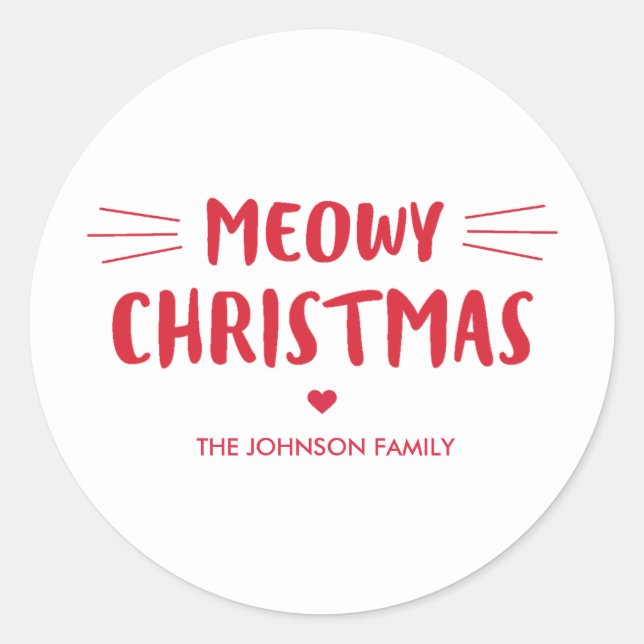 Sticker Rond Noël Meowy | Vacances de chats mignons (Devant)