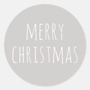 Sticker Rond Noël Moderne Neutre Fêtes de fin d'année Gris Cl
