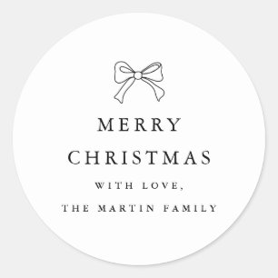 Sticker Rond Noël noir et blanc Fête personnalisée