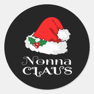 Sticker Rond Noël Nonna Claus Correspondant Pyjama Santa Hat X-
