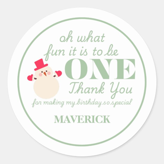 Sticker Rond Noël Oh Quel Amusant Premier Anniversaire (Devant)