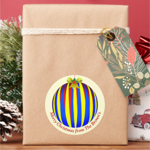 Sticker Rond Noël Ornemental rayé