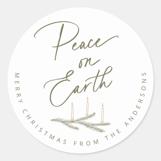Sticker Rond Noël Paix sur Terre Personnalisé (Devant)