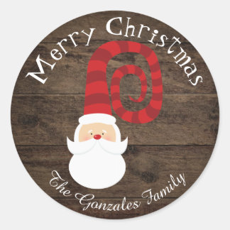 Sticker Rond Noël Pays Bois Père Noël Rustique