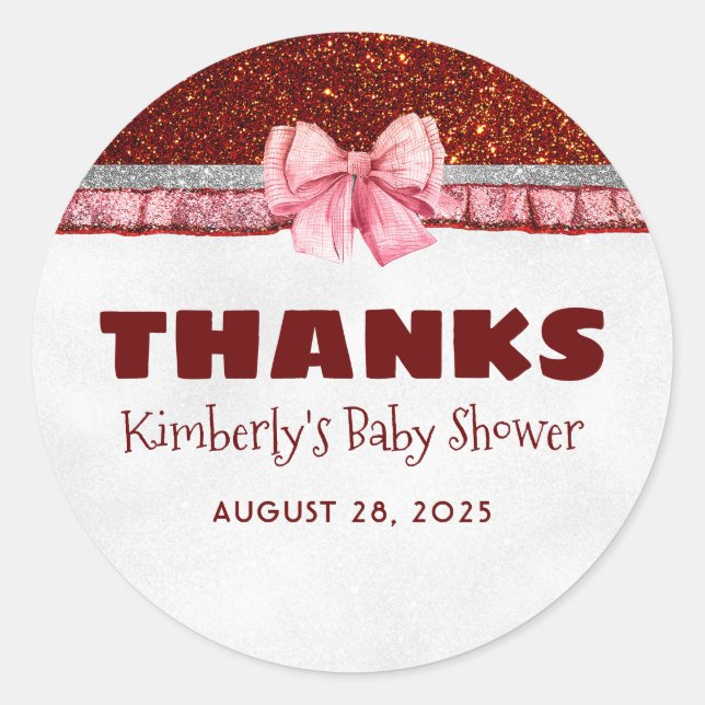 Sticker Rond Noël Père Noël Baby shower Merci (Devant)