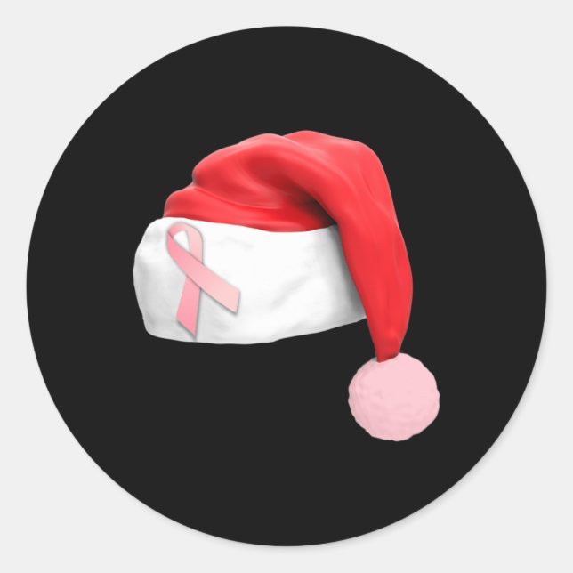Sticker Rond Noël Père Noël Chapeau Cancer du sein Sensibilisat (Devant)