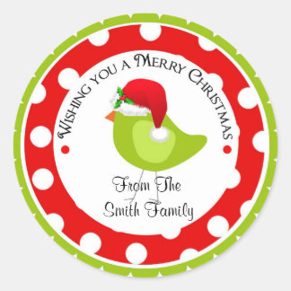 Sticker Rond Noël Père Noël Green Bird