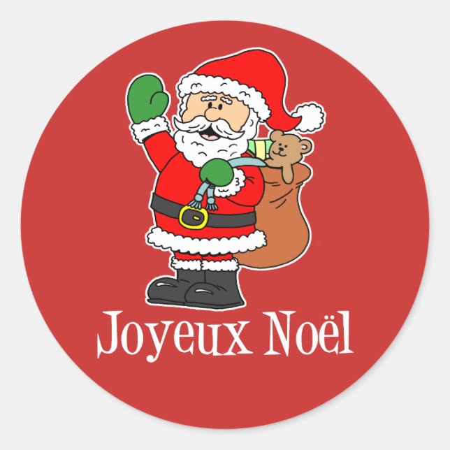 Sticker Rond Noël Père Noël Joyeux Noel (ON RED) (Devant)