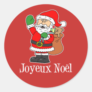 Sticker Rond Noël Père Noël Joyeux Noel (ON RED)