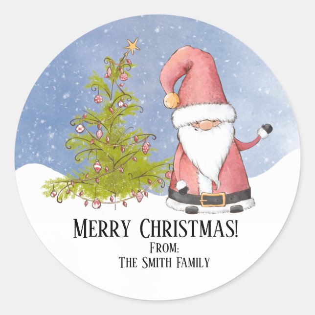 Sticker Rond Noël Père Noël personnalisé (Devant)