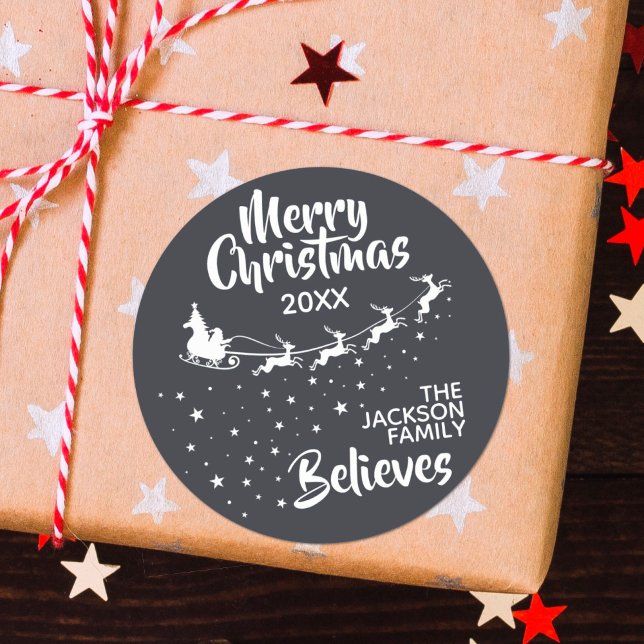 Sticker Rond Noël Père Noël vacances pour les rennes de traînea (Créateur téléchargé)