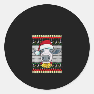 Sticker Rond Noël Père Noël Vache drôle cadeau cadeau