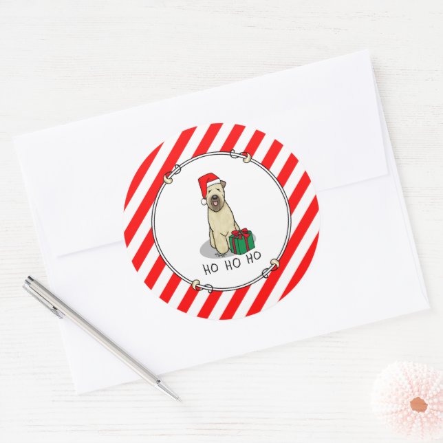 Sticker Rond Noël Père Noël Wheaten Terrier (blé 1b2) mignonne (Enveloppe)