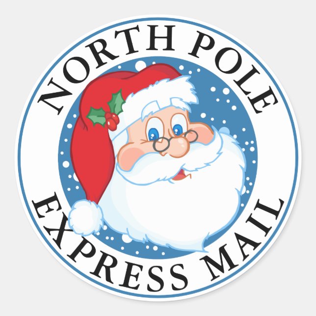 Sticker Rond Noël Pôle Nord Express Mail Père Noël (Devant)
