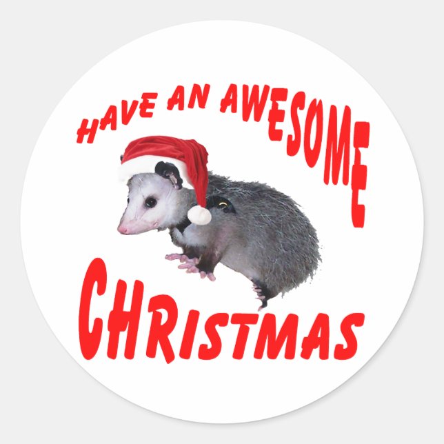 Sticker Rond Noël Possum génial (Devant)