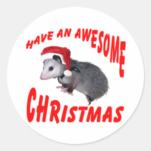 Sticker Rond Noël Possum génial
