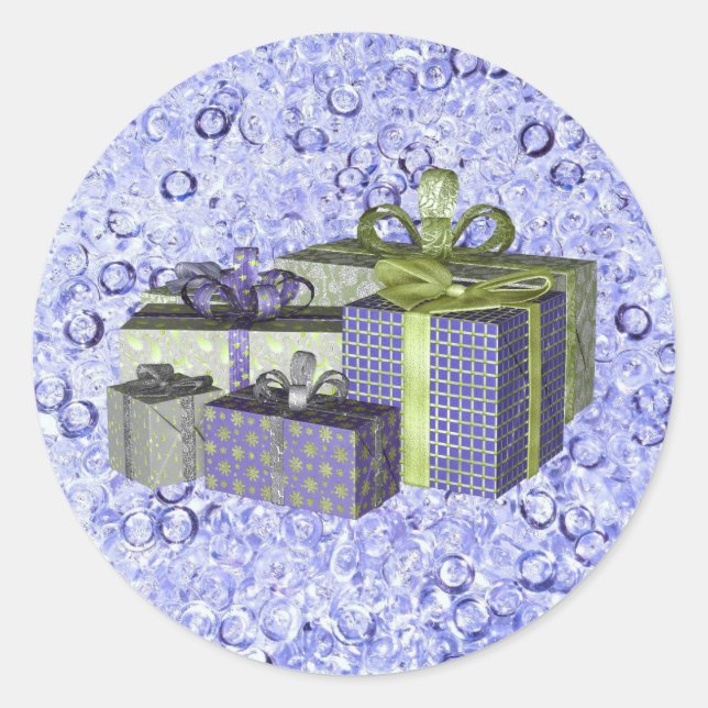 Sticker Rond Noël Purple Blue Crystal Sparkle vacances (Devant)