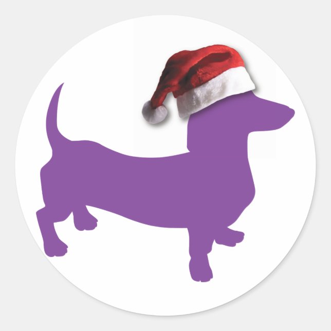 Sticker Rond Noël Purple Dachshund (Devant)