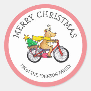 Sticker Rond Noël Renne Personnalisé