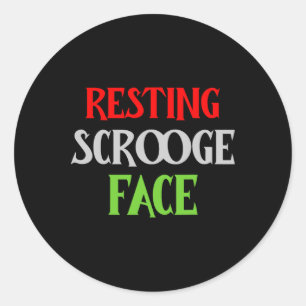 Sticker Rond Noël Repose Scrooge Visage Drôle Hommes Femmes Fam