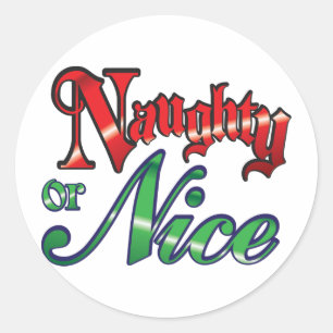 Sticker Rond Noël Rétro, Mauvais ou Bons Lettres Rouges Vertes