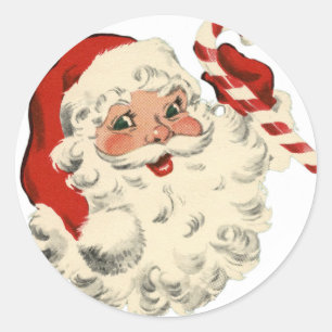 Sticker Rond Noël Retro Vintage Père Noël