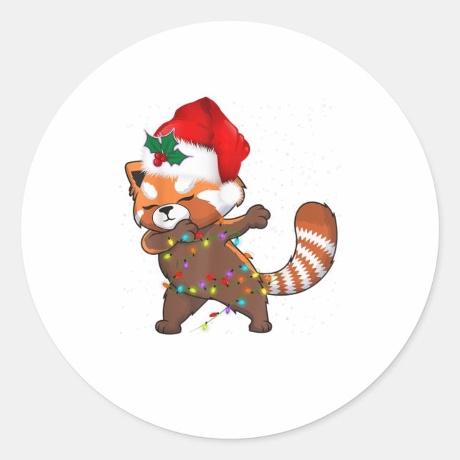 Sticker Rond Noël Rouge Panda Dabbing (Devant)