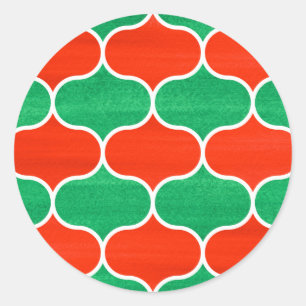 Sticker Rond Noël Rouge Vert écorce Motif d'oignon